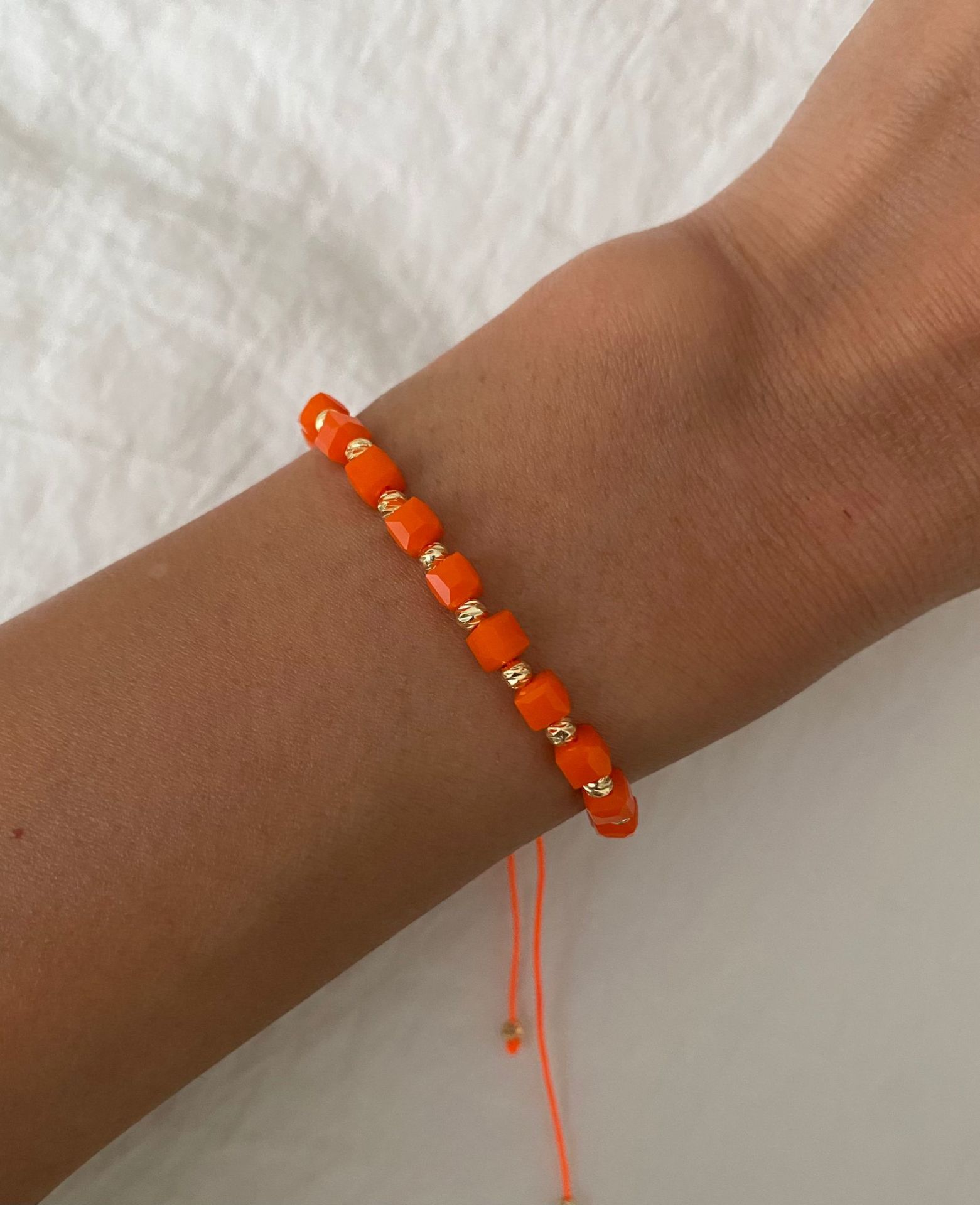 Lovely Orange Cam Boncuk Makrome Bileklik